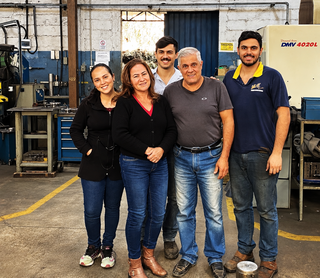 Nilson Marques e família fundadora da USIMABE reunidos na fábrica
